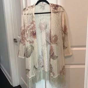American Rag floral fringe tunic sweater